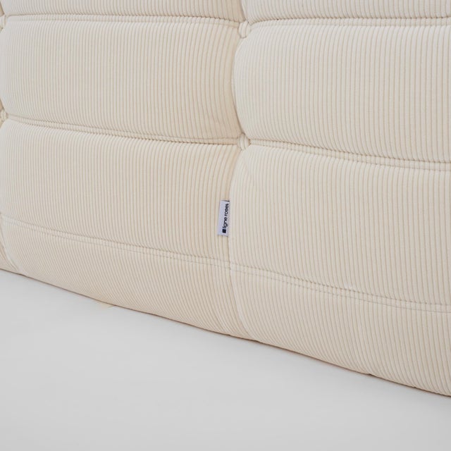 Vanilla Ligne Roset Togo Sofa Loveseat in Vanilla Corduroy - Authentic and Fully Restored For Sale - Image 8 of 11