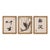 Modernist Asian Calligraphy Triptych Drawings on Paper With Bamboo Style Frames For Sale