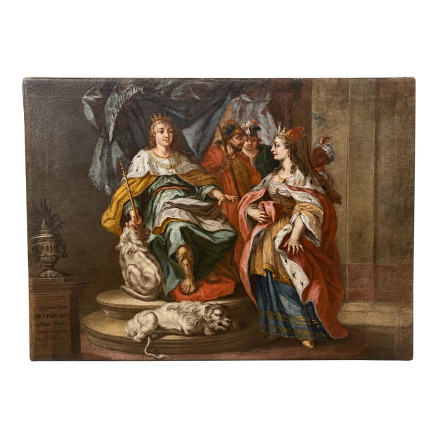 Johann Georg Tompke Attributed Solomon and Queen of Sheba Oil Painting C. 1766 For Sale