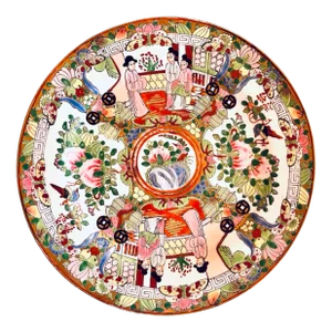 Classic Rose Medallion Chinoiserie 10” Handpainted Plate