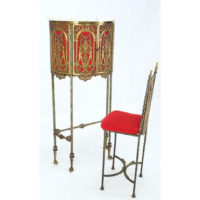 Demi Lune Bronze Ornaments Mount Decorated Petit Console Table w/ Chair Mint For Sale - Image 6 of 18