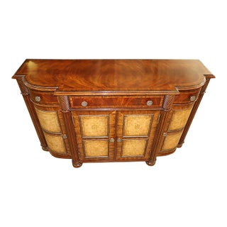 Maitland Smith Mahogany and Leather Paneled Buffet Sideboard Server For Sale
