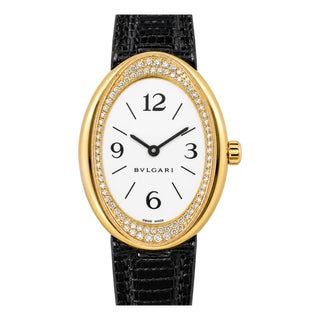 Bvlgari Ovale Ov32g Factory Diamond Bezel 18k Yellow Gold Watch Circa 1990s For Sale