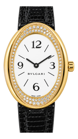 Bvlgari Ovale Ov32g Factory Diamond Bezel 18k Yellow Gold Watch Circa 1990s