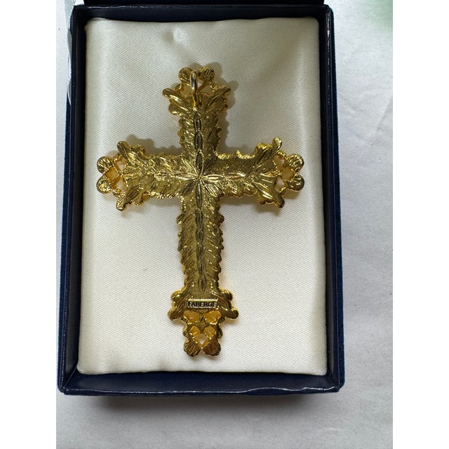 2010s Fabergé Jeweled Cross Pendant/Brooch With Original Velvet Presentation Box For Sale - Image 5 of 6
