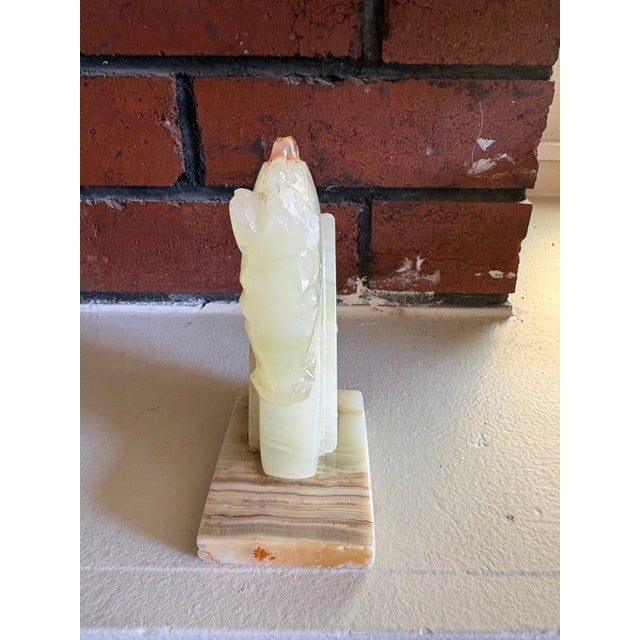 Vintage Onyx Horse Head Bookends Pair – Banded Stone Chess Knight Sculptures For Sale - Image 11 of 16