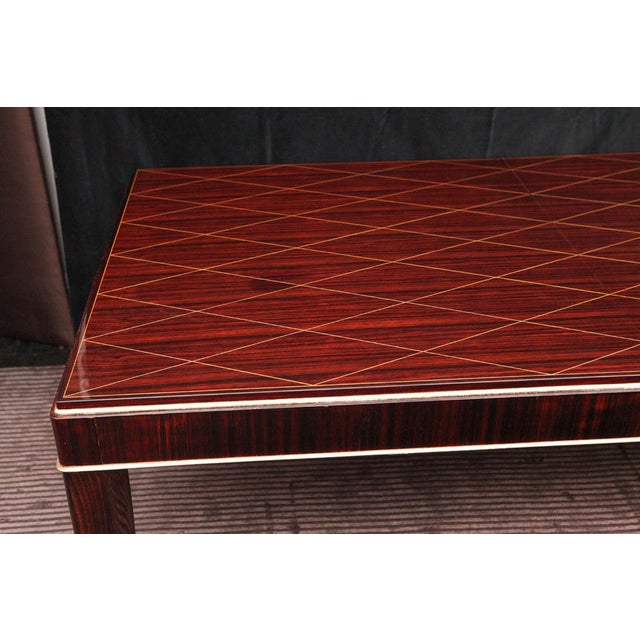Art Deco Art Deco Rosewood and Gilded Albert Fournier Dining Table With Brass Accents For Sale - Image 3 of 8