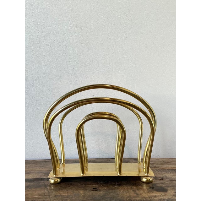 Late 20th Century Vintage Brass Newspaper Rack After Dorothy Draper For Sale - Image 5 of 12
