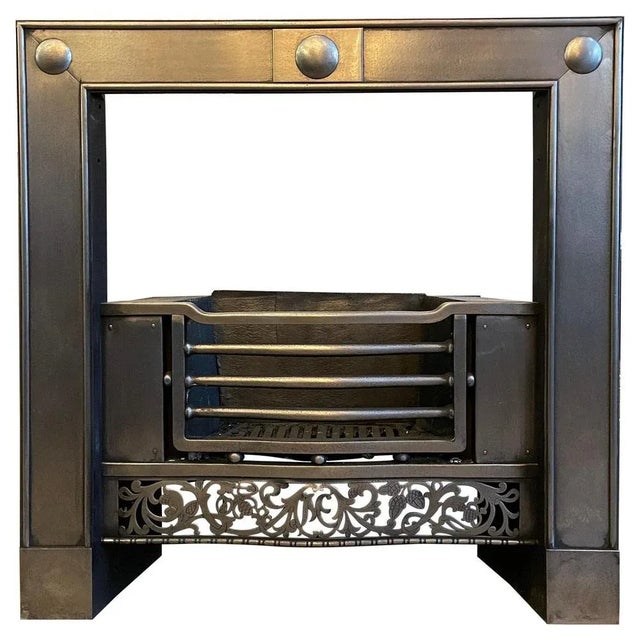 Charcoal Antique English Register Grate in Polished Steel For Sale - Image 8 of 8
