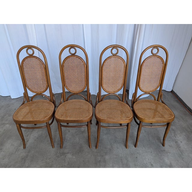 Mid-Century Modern Bentwood Cane Dining Chairs, 1970s, Set of 4 For Sale - Image 18 of 18