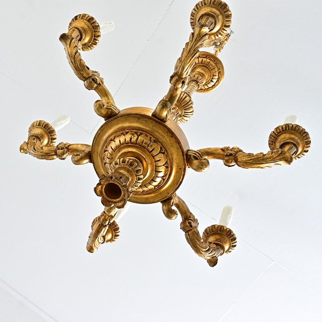 French 19th Century Carved Giltwood Neoclassical Chandelier For Sale In Baton Rouge - Image 6 of 12