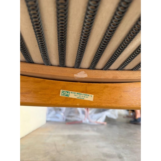 Brown Vintage Danish Oak Lounge Chair by Skive Møbelfabrik – Mid-Century Modern Armchair, Red Upholstery For Sale - Image 8 of 9