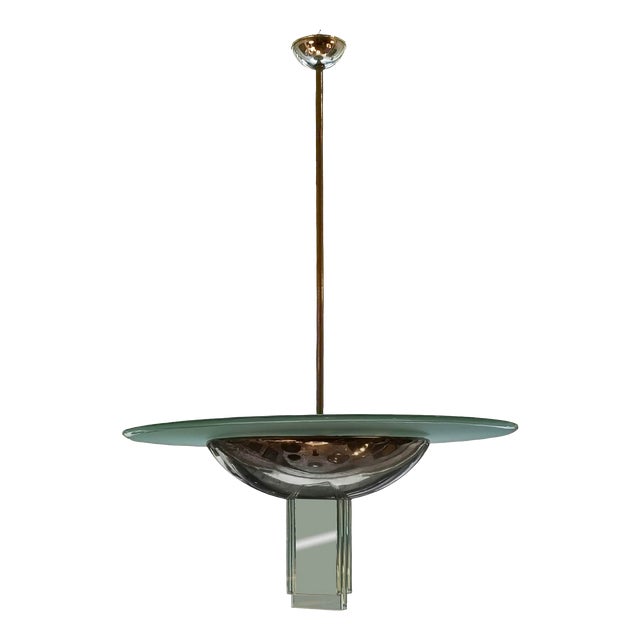 Glass and Metal Pendant by Pietro Chiesa for Fontana Arte, Italy, 1950s For Sale