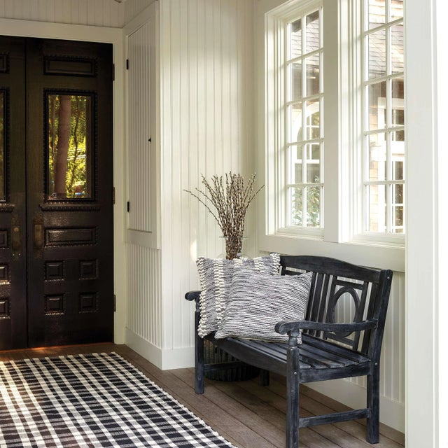 Dash & Albert Dash & Albert by Annie Selke Tattersall Black Indoor/Outdoor Rug, 2'6" x 8' For Sale - Image 4 of 6