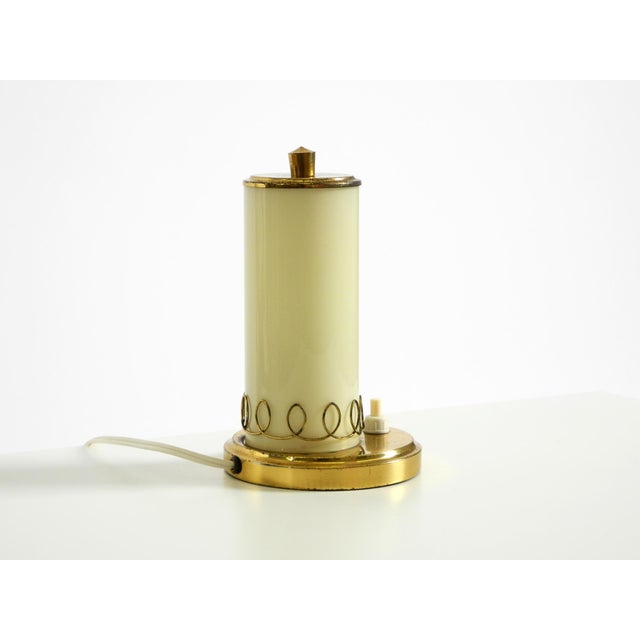 Metal Brass Table Lamp with Opal Glass Shade, 1950s For Sale - Image 7 of 18