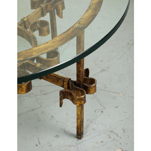 Gilbert Poillerat Gilbert Poillerat Style Gilt Iron and Glass Coffee/Cocktail Table, C. 1950 For Sale - Image 4 of 17