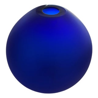 Blue Murano Glass Ball Vase from Cenedese Vetri, 1980s For Sale