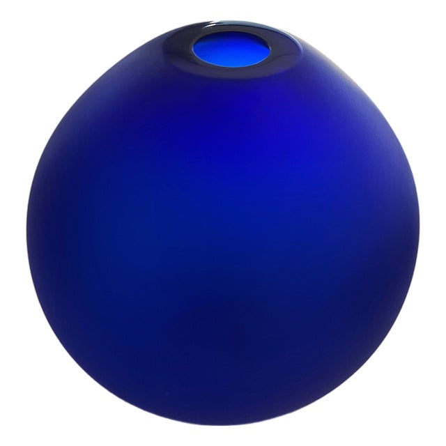 Blue Murano Glass Ball Vase from Cenedese Vetri, 1980s For Sale