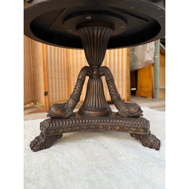 1980s Round Regency Style Center Table With Koi Motif Pedestal For Sale - Image 14 of 16
