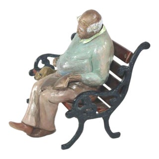 Whimsical Folk Art Mixed Media Sculpture 'Waiting for Godot' 20th Century Artist For Sale