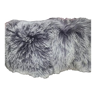 Mon Chateau Pair of Tibetan Lamb Fur Throw Pillows For Sale