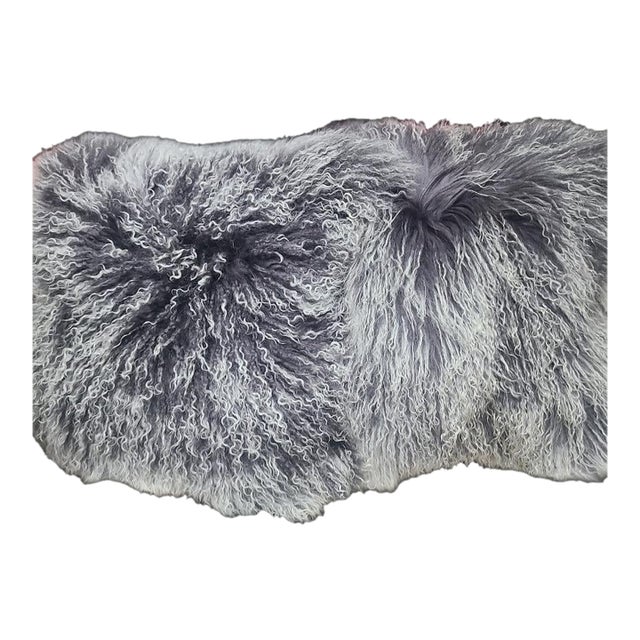 Mon Chateau Pair of Tibetan Lamb Fur Throw Pillows For Sale