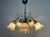 White Vintage 5-Arm Floral Glass Chandelier White Hand Made – 1980s Modern Design For Sale - Image 8 of 16