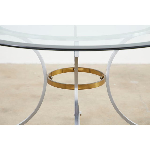 Metal Maison Jansen Style Steel and Bronze Center Table For Sale - Image 7 of 13