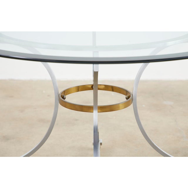 Metal Maison Jansen Style Steel and Bronze Center Table For Sale - Image 7 of 12