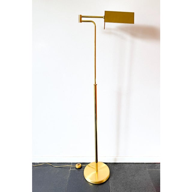 Mid-Century Modern Mid-Century Modern Brass Floor Lamp with Adjustable Height and Swing Arm from Dijkstra Lampen, 1970s For Sale - Image 3 of 18