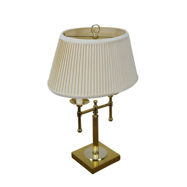 French Vintage Robert Abbey Brass French Bouillotte Two Light Banquet Table Lamp For Sale - Image 3 of 15
