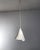 Suspension lamp made from a sheet of cardboard rolled up on itself to form a lampshade, held in place by a fluorescent...