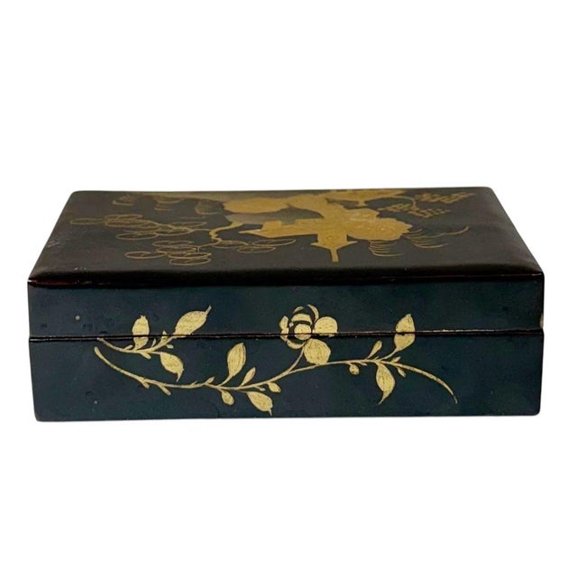 Paint Early 19th Century Chinese Black Lacquer Box For Sale - Image 7 of 10