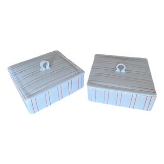 1990s Pair of Pleasant to the Touch Anthropologie Ceramic Boxes For Sale