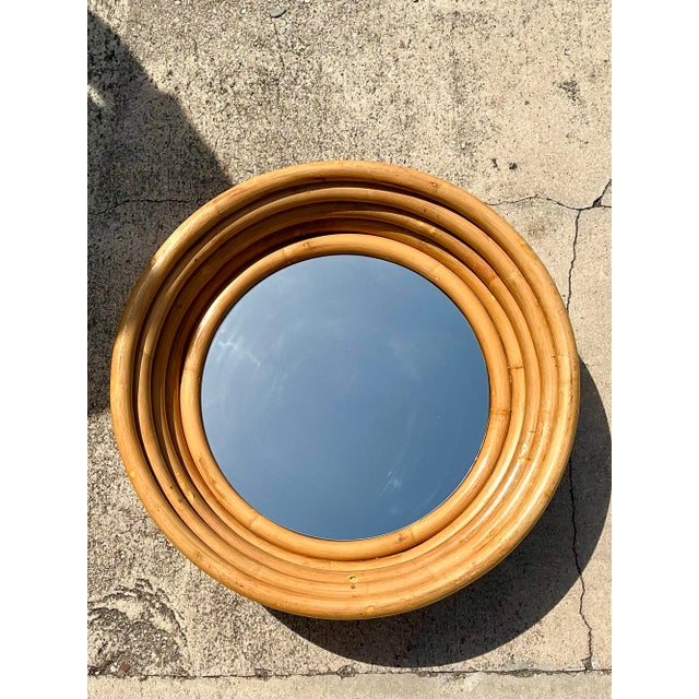 Mid-Century Modern Vintage Bent Rattan Mirror For Sale - Image 3 of 12