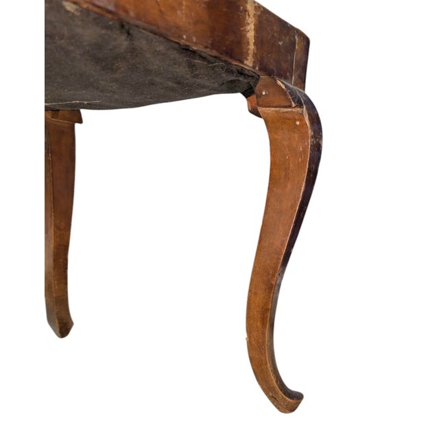 Early 20th Century Vintage French Provincial Carved Wood & Leather Dining Chair – Early 20th Century For Sale - Image 5 of 6