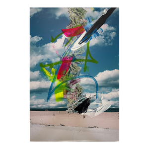 Paul-Andre Larocque Mixed Media Abstract Painting of a Ship on the Beach