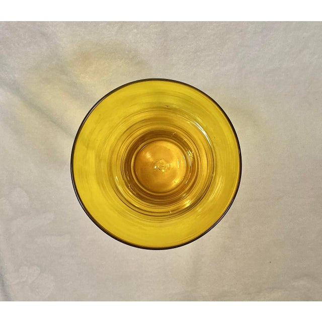 1960s Large Vintage Mid Century Attributed to Blenko Hand Blown Art Glass Vase Yellow With Honey-Gold Tones For Sale - Image 5 of 12