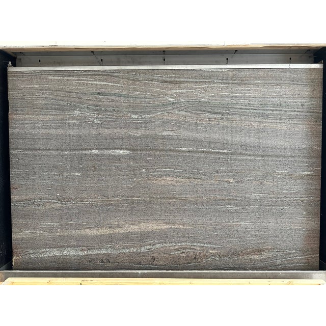 Minimalism Pre-Owned Large Grey Unpolished Gneiss Stone 64" X 44" X 2" in Good Condition For Sale - Image 3 of 6