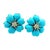 1980s Circa 1980s Italian 18k White Gold Persian Turquoise and Diamond Floral Earrings For Sale - Image 5 of 12