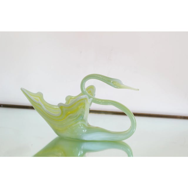 Mid-Century Modern Vintage Glass Swan Bowl For Sale - Image 3 of 7