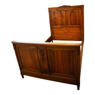 19th Century French Louis XV Walnut Full Size Bed For Sale