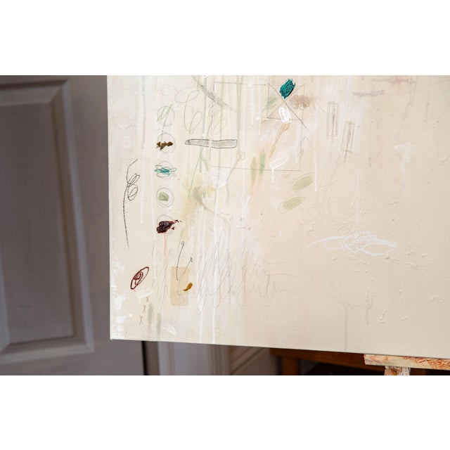 Textile Large Original Beige Abstract Painting on Canvas by Margot Sinclair For Sale - Image 7 of 12