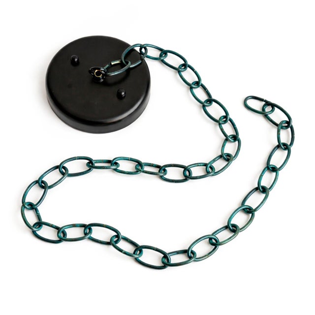 Metal Balinese Boho Verdigris Copper Utan Pendant Light Medium For Sale - Image 7 of 11