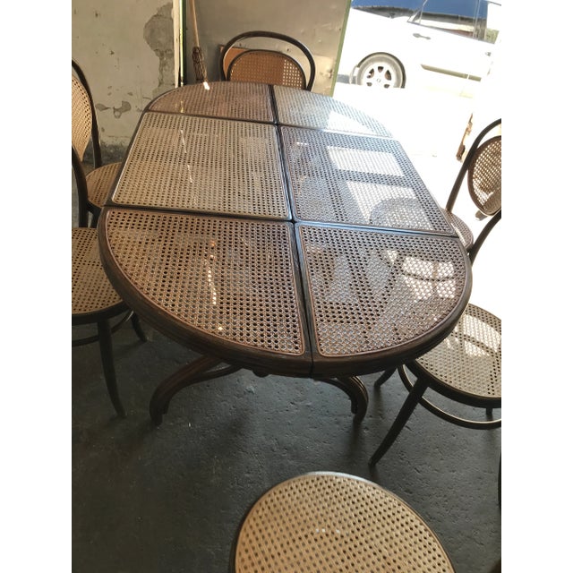 1960s Oval Dining Chairs & Table in Wood Cane, Germany, 1960s, Set of 7 For Sale - Image 5 of 13