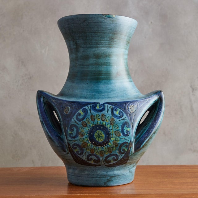 Ceramic French Blue Ceramic Vase by Jean de Lespinasse, 1960s For Sale - Image 7 of 8