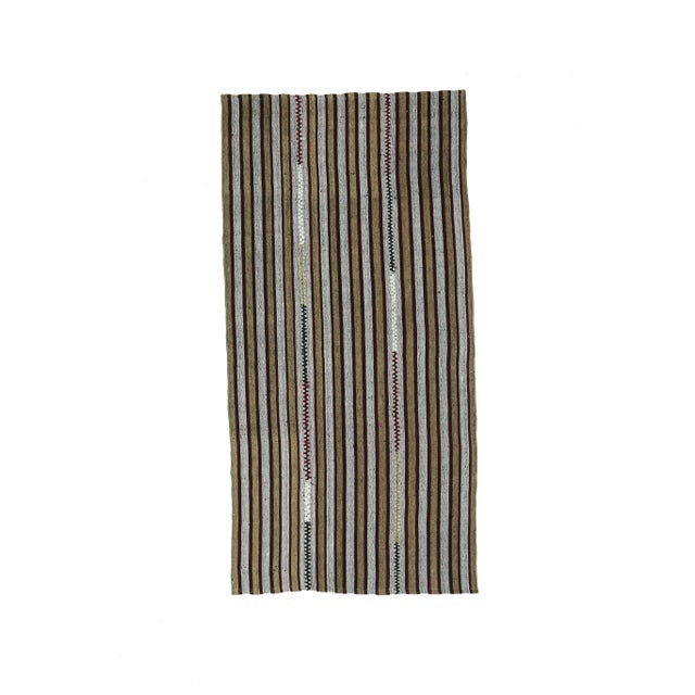 Vintage Turkish Hand-Knotted Wool Cotton White Kilim Runner Rug For Sale - Image 11 of 11