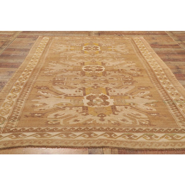 Textile Earth-Tone Vintage Turkish Kars Rug, 05'07 X 09'00 For Sale - Image 7 of 8