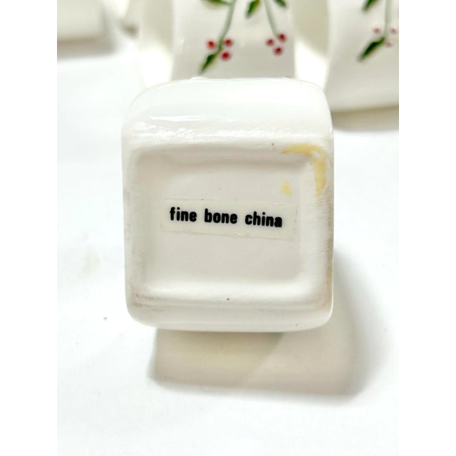 Vintage Holly & Berry Ceramic Napkin Rings – Christmas Tabletop Decor, Set of 12 For Sale - Image 10 of 10