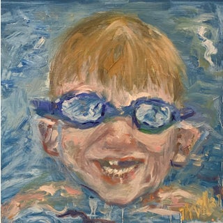 "Pool Boy", Contemporary, Original Oil Paintings, by Van Ness For Sale